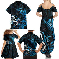 New Zealand Sea Week Family Matching Summer Maxi Dress and Hawaiian Shirt Maori Wave Pattern Ocean Blue LT05 - Polynesian Pride