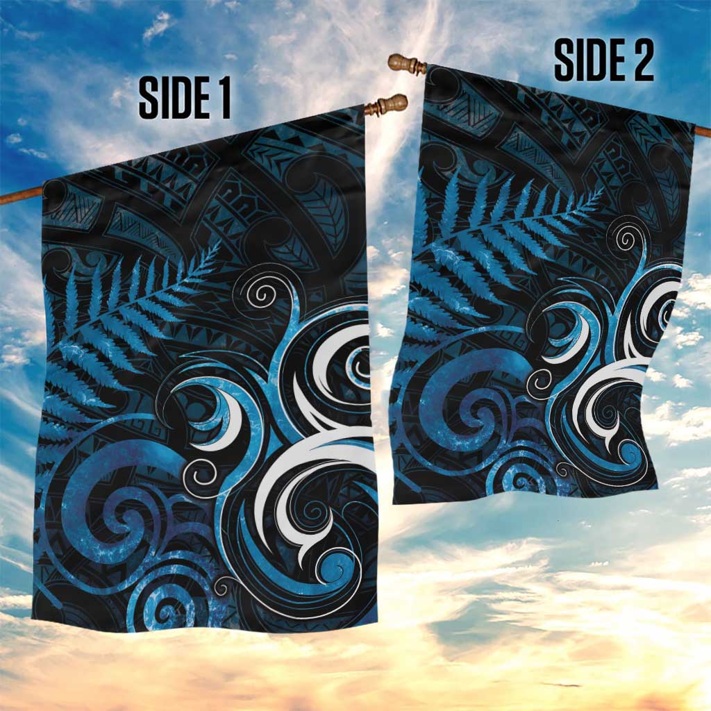 New Zealand Sea Week Garden Flag Maori Wave Pattern Ocean Blue LT05 - Polynesian Pride