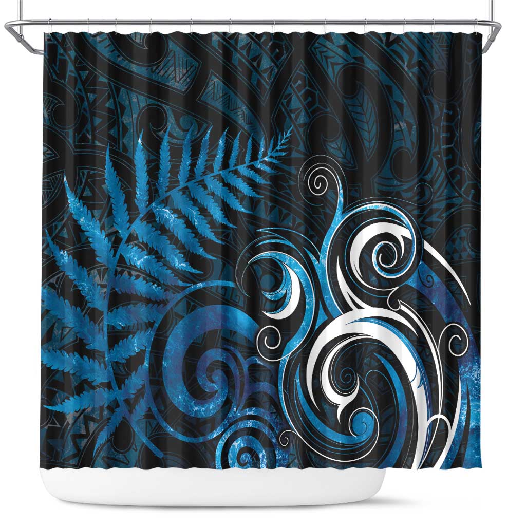 New Zealand Sea Week Shower Curtain Maori Wave Pattern Ocean Blue LT05 Blue - Polynesian Pride