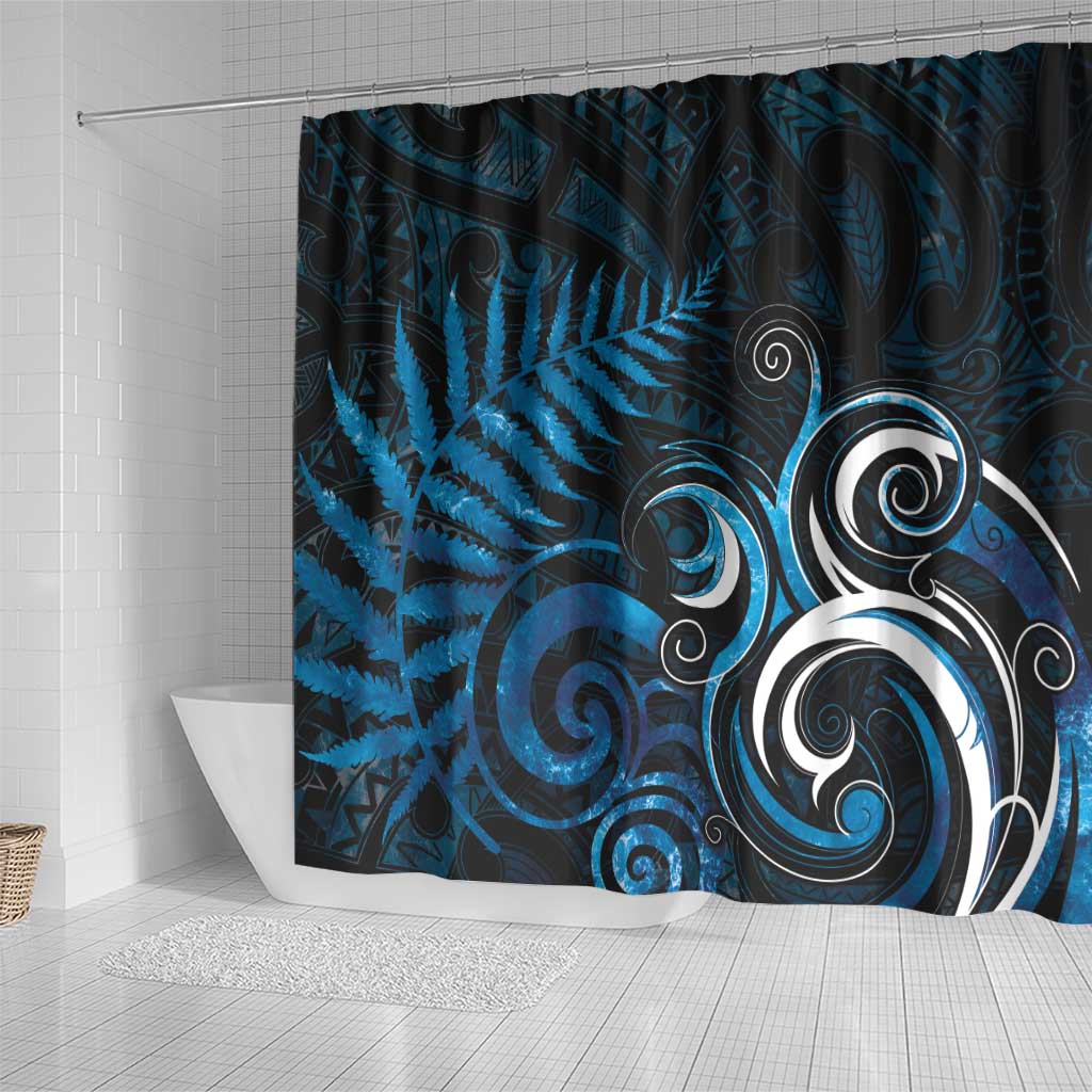 New Zealand Sea Week Shower Curtain Maori Wave Pattern Ocean Blue LT05 - Polynesian Pride