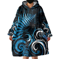 New Zealand Sea Week Wearable Blanket Hoodie Maori Wave Pattern Ocean Blue LT05 - Polynesian Pride