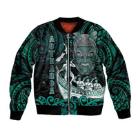 Personalised New Zealand Waka Racing Bomber Jacket Maori Warriors LT05 Unisex Green - Polynesian Pride