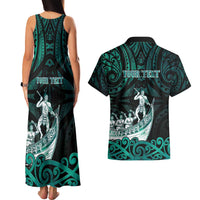 Personalised New Zealand Waka Racing Couples Matching Tank Maxi Dress and Hawaiian Shirt Maori Warriors LT05 - Polynesian Pride