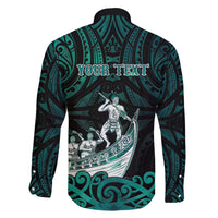 Personalised New Zealand Waka Racing Family Matching Off The Shoulder Long Sleeve Dress and Hawaiian Shirt Maori Warriors LT05 - Polynesian Pride