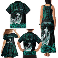 Personalised New Zealand Waka Racing Family Matching Tank Maxi Dress and Hawaiian Shirt Maori Warriors LT05 - Polynesian Pride