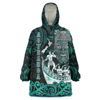 Personalised New Zealand Waka Racing Wearable Blanket Hoodie Maori Warriors LT05 One Size Green - Polynesian Pride