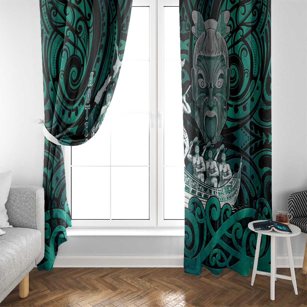 New Zealand Waka Racing Window Curtain Maori Warriors