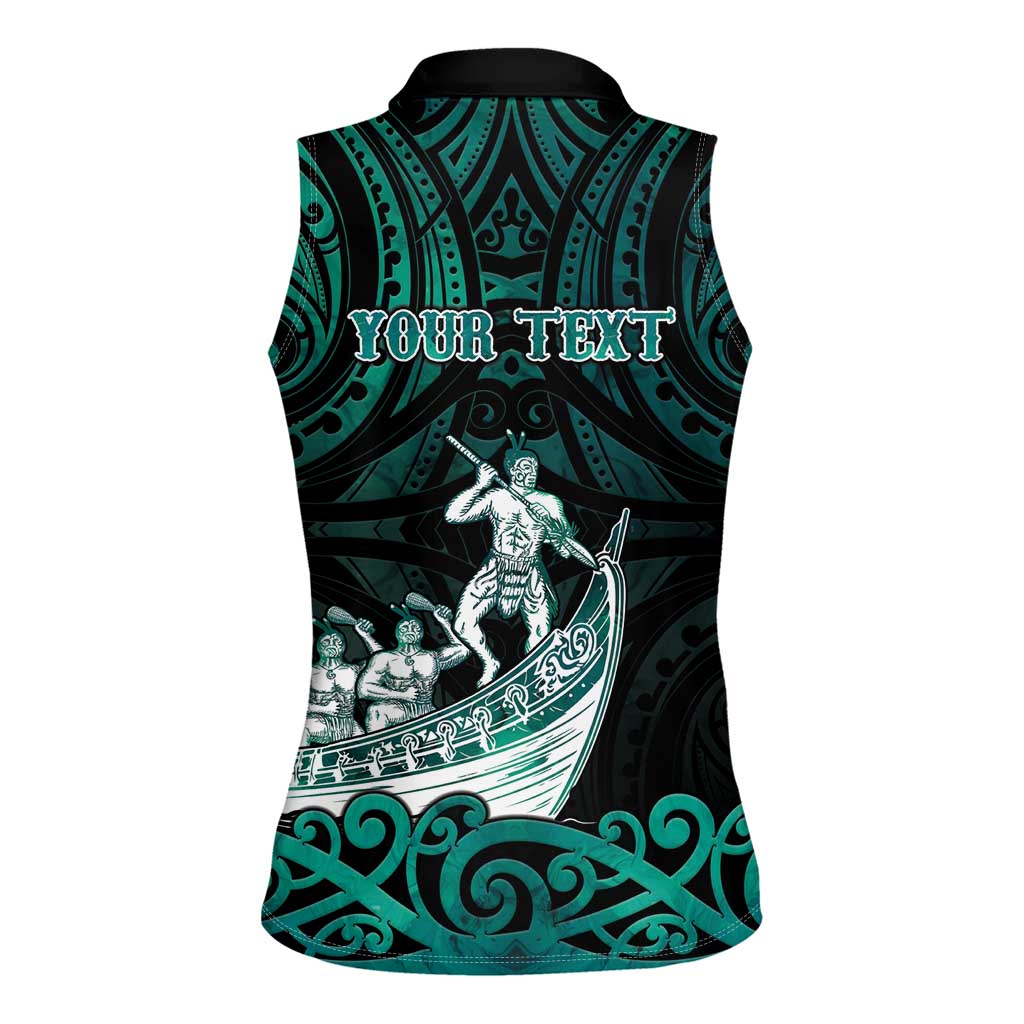 Personalised New Zealand Waka Racing Women Sleeveless Polo Shirt Maori Warriors LT05 - Polynesian Pride