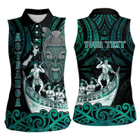 Personalised New Zealand Waka Racing Women Sleeveless Polo Shirt Maori Warriors LT05 - Polynesian Pride