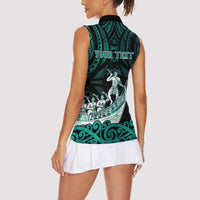 Personalised New Zealand Waka Racing Women Sleeveless Polo Shirt Maori Warriors LT05 - Polynesian Pride