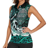 Personalised New Zealand Waka Racing Women Sleeveless Polo Shirt Maori Warriors LT05 - Polynesian Pride