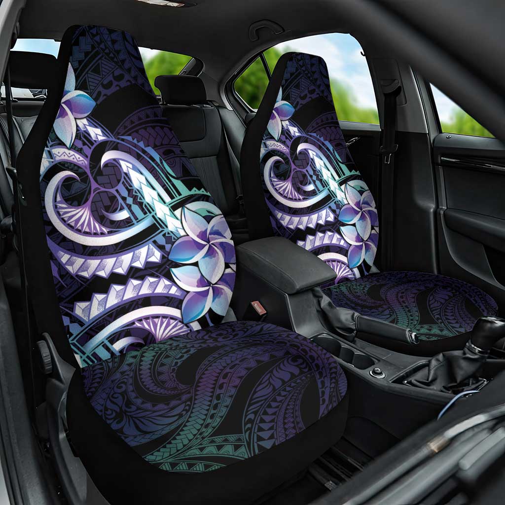 Polynesian Art Tattoo Car Seat Cover Plumeria Flowers Turquoise Gradient LT05 One Size Turquoise - Polynesian Pride