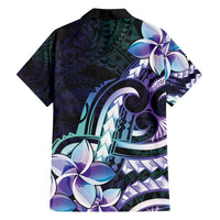 Polynesian Art Tattoo Family Matching Off Shoulder Maxi Dress and Hawaiian Shirt Plumeria Flowers Turquoise Gradient LT05 - Polynesian Pride