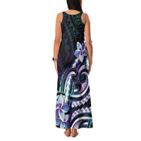 Polynesian Art Tattoo Family Matching Tank Maxi Dress and Hawaiian Shirt Plumeria Flowers Turquoise Gradient LT05 - Polynesian Pride