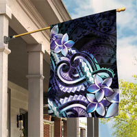 Polynesian Art Tattoo Garden Flag Plumeria Flowers Turquoise Gradient LT05 House Flag Turquoise - Polynesian Pride