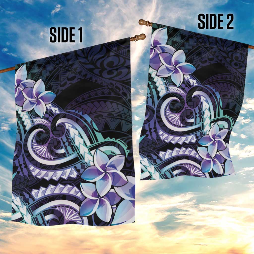 Polynesian Art Tattoo Garden Flag Plumeria Flowers Turquoise Gradient LT05 - Polynesian Pride