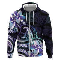 Polynesian Art Tattoo Hoodie Plumeria Flowers Turquoise Gradient LT05 Zip Hoodie Turquoise - Polynesian Pride
