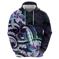 Polynesian Art Tattoo Hoodie Plumeria Flowers Turquoise Gradient LT05 - Polynesian Pride