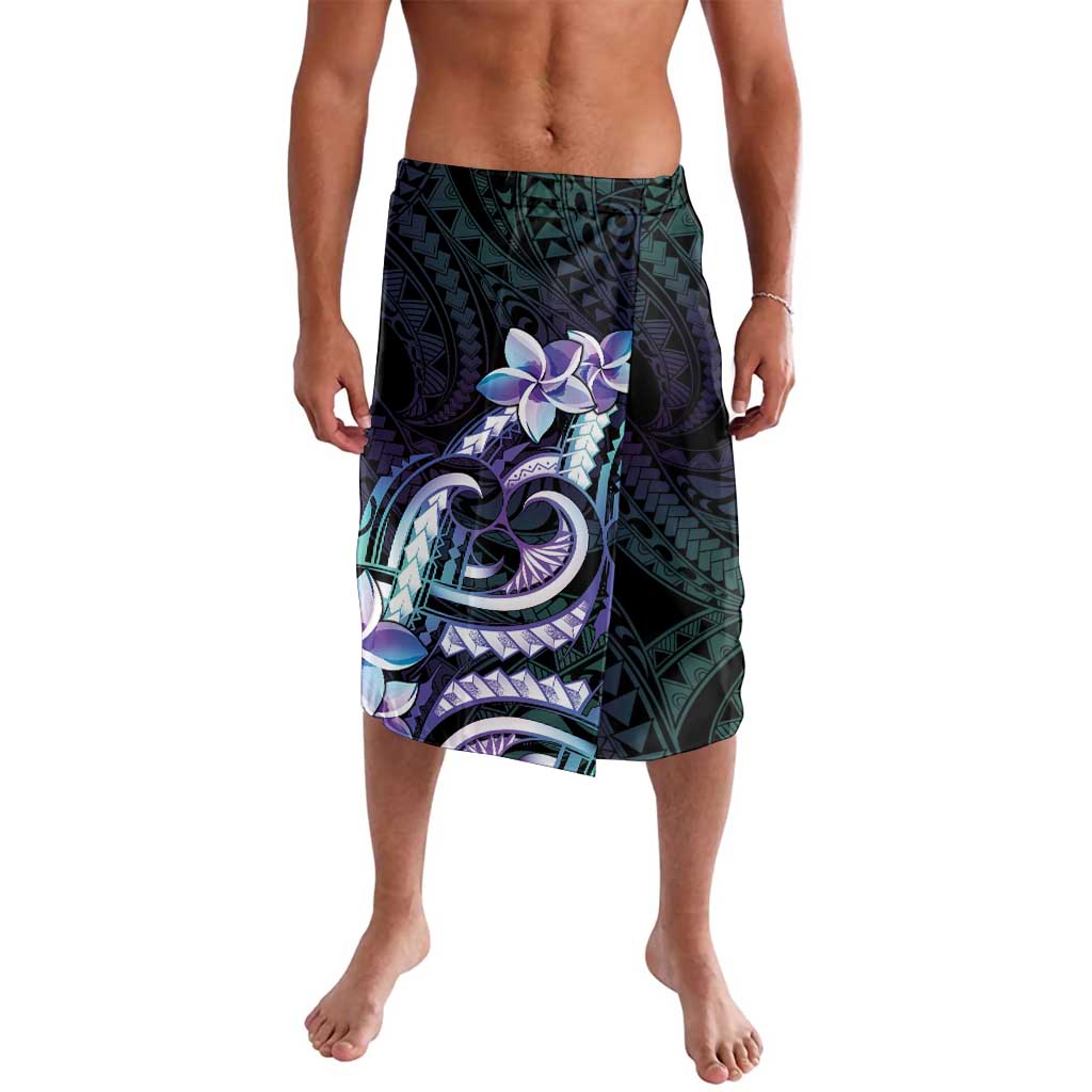 Polynesian Art Tattoo Lavalava Plumeria Flowers Turquoise Gradient