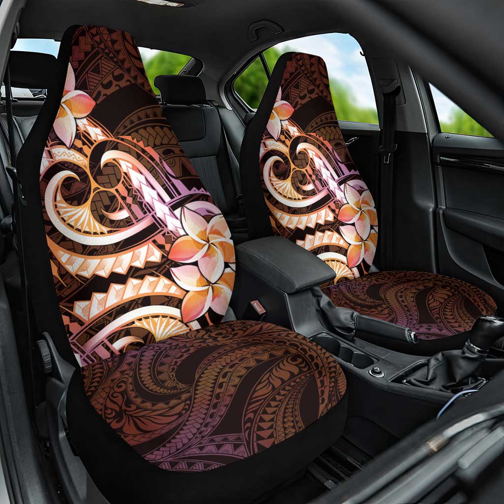 Polynesian Art Tattoo Car Seat Cover Plumeria Flowers Peach Gradient LT05 One Size Peach - Polynesian Pride