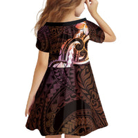 Polynesian Art Tattoo Family Matching Off Shoulder Maxi Dress and Hawaiian Shirt Plumeria Flowers Peach Gradient LT05 - Polynesian Pride