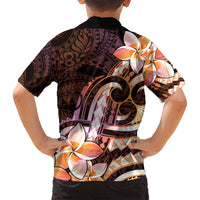 Polynesian Art Tattoo Family Matching Puletasi and Hawaiian Shirt Plumeria Flowers Peach Gradient LT05 - Polynesian Pride