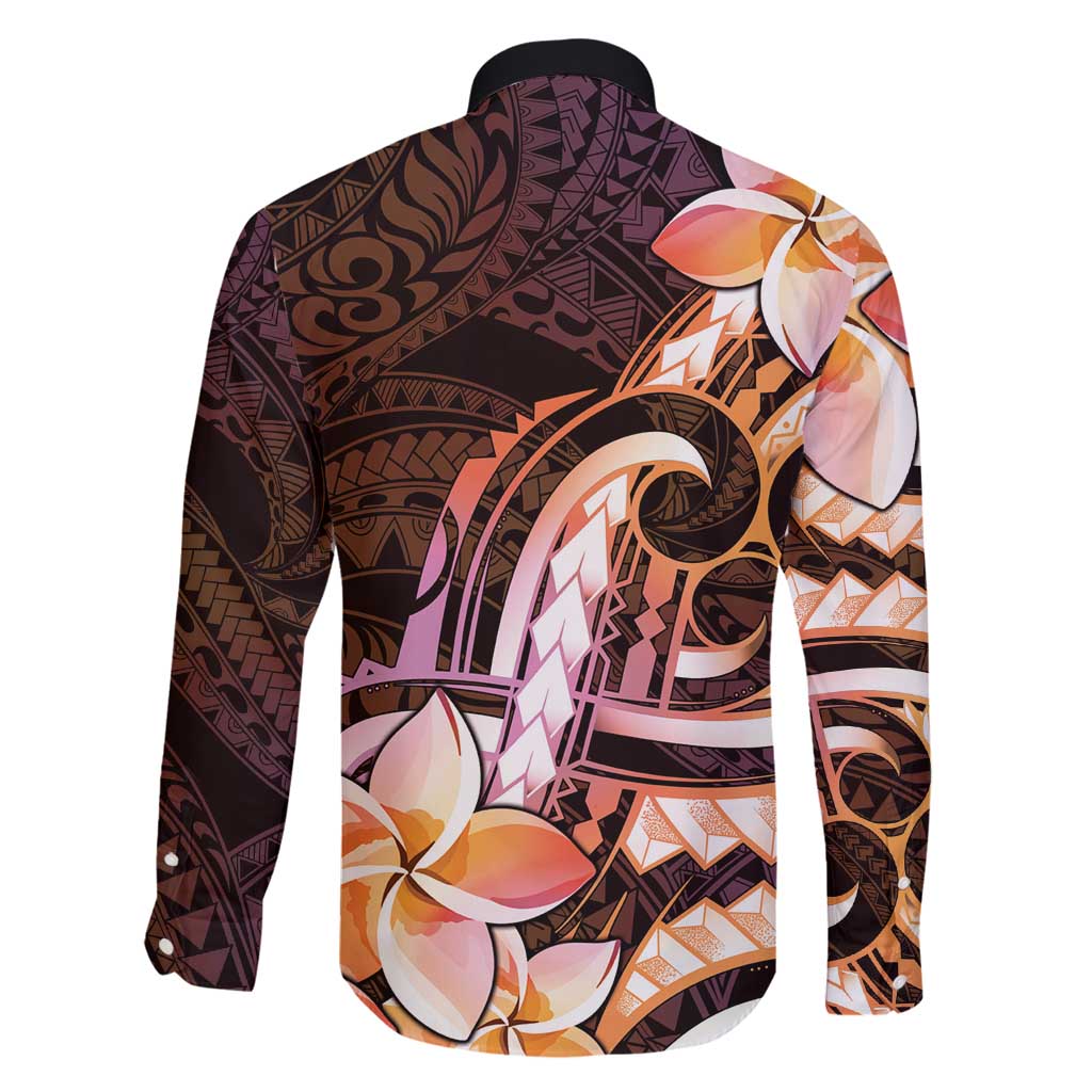Polynesian Art Tattoo Family Matching Puletasi and Hawaiian Shirt Plumeria Flowers Peach Gradient LT05 - Polynesian Pride