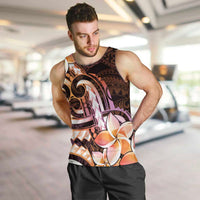 Polynesian Art Tattoo Men Tank Top Plumeria Flowers Peach Gradient LT05 Peach - Polynesian Pride