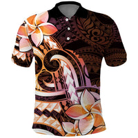 Polynesian Art Tattoo Polo Shirt Plumeria Flowers Peach Gradient LT05 Peach - Polynesian Pride