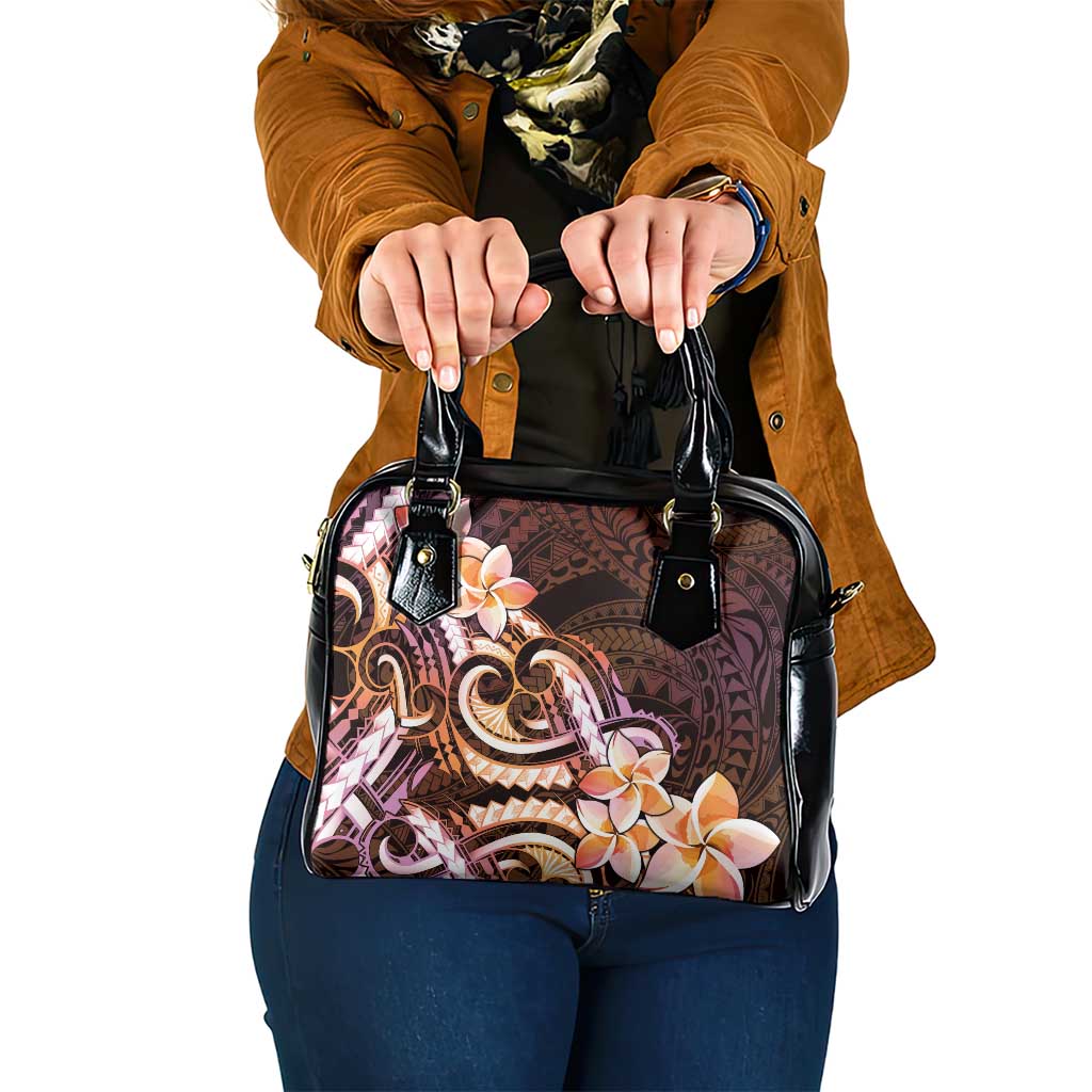 Polynesian Art Tattoo Shoulder Handbag Plumeria Flowers Peach Gradient LT05 One Size Peach - Polynesian Pride