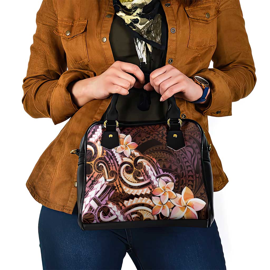 Polynesian Art Tattoo Shoulder Handbag Plumeria Flowers Peach Gradient LT05 - Polynesian Pride