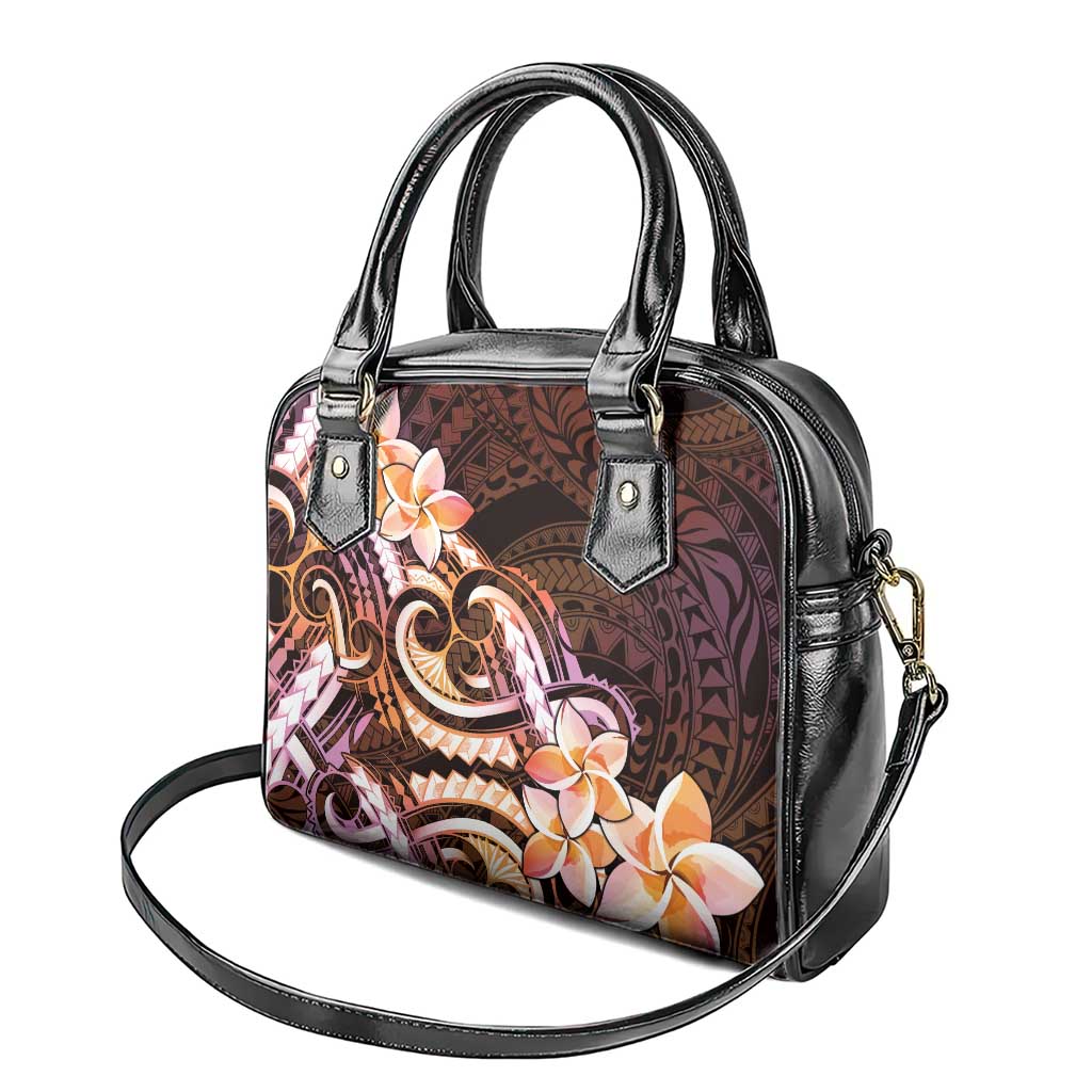 Polynesian Art Tattoo Shoulder Handbag Plumeria Flowers Peach Gradient LT05 - Polynesian Pride