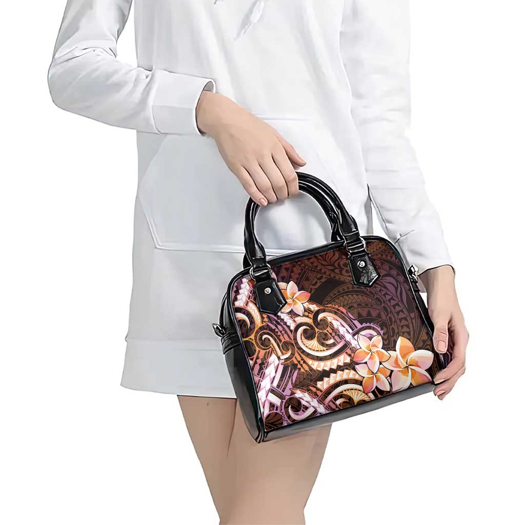Polynesian Art Tattoo Shoulder Handbag Plumeria Flowers Peach Gradient LT05 - Polynesian Pride