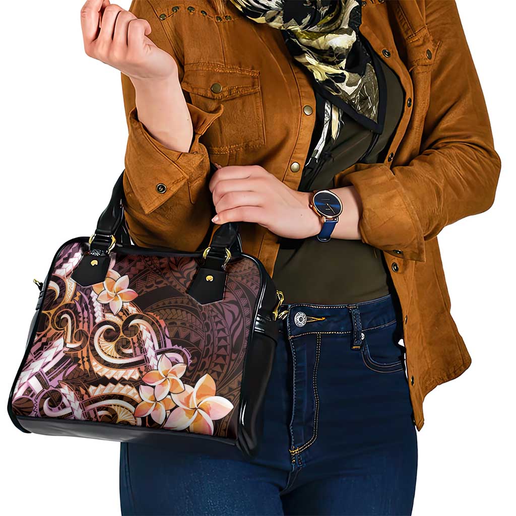 Polynesian Art Tattoo Shoulder Handbag Plumeria Flowers Peach Gradient LT05 - Polynesian Pride