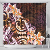 Polynesian Art Tattoo Shower Curtain Plumeria Flowers Peach Gradient LT05 - Polynesian Pride