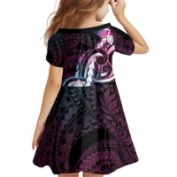 Polynesian Art Tattoo Family Matching Off Shoulder Maxi Dress and Hawaiian Shirt Plumeria Flowers Pink Gradient LT05 - Polynesian Pride