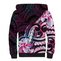 Polynesian Art Tattoo Sherpa Hoodie Plumeria Flowers Pink Gradient LT05 - Polynesian Pride
