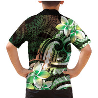 Polynesian Art Tattoo Family Matching Mermaid Dress and Hawaiian Shirt Plumeria Flowers Green Gradient LT05 - Polynesian Pride