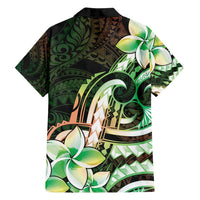 Polynesian Art Tattoo Family Matching Tank Maxi Dress and Hawaiian Shirt Plumeria Flowers Green Gradient LT05 - Polynesian Pride