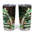 Polynesian Art Tattoo Tumbler Cup Plumeria Flowers Green Gradient