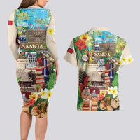 Samoa Culture Couples Matching Long Sleeve Bodycon Dress and Hawaiian Shirt Embracing The Spirit LT05 - Polynesian Pride