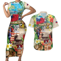Samoa Culture Couples Matching Short Sleeve Bodycon Dress and Hawaiian Shirt Embracing The Spirit LT05 Beige - Polynesian Pride