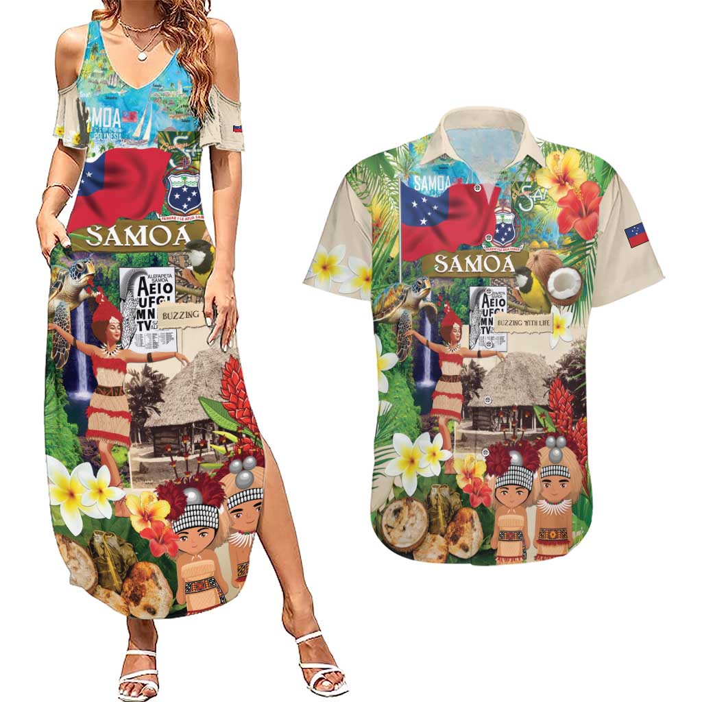 Samoa Culture Couples Matching Summer Maxi Dress and Hawaiian Shirt Embracing The Spirit LT05 Beige - Polynesian Pride