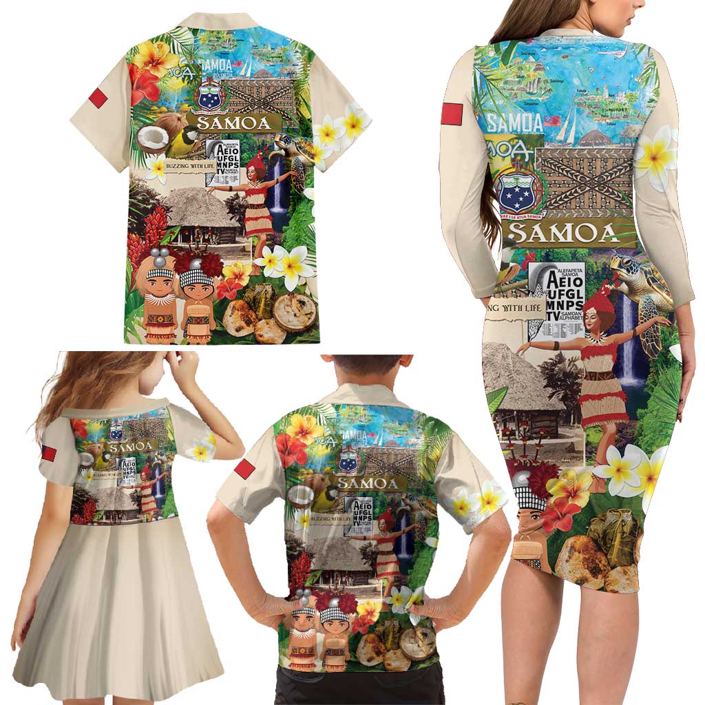 Samoa Culture Family Matching Long Sleeve Bodycon Dress and Hawaiian Shirt Embracing The Spirit LT05 - Polynesian Pride