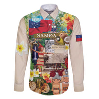 Samoa Culture Family Matching Mermaid Dress and Hawaiian Shirt Embracing The Spirit LT05 Dad's Shirt - Long Sleeve Beige - Polynesian Pride
