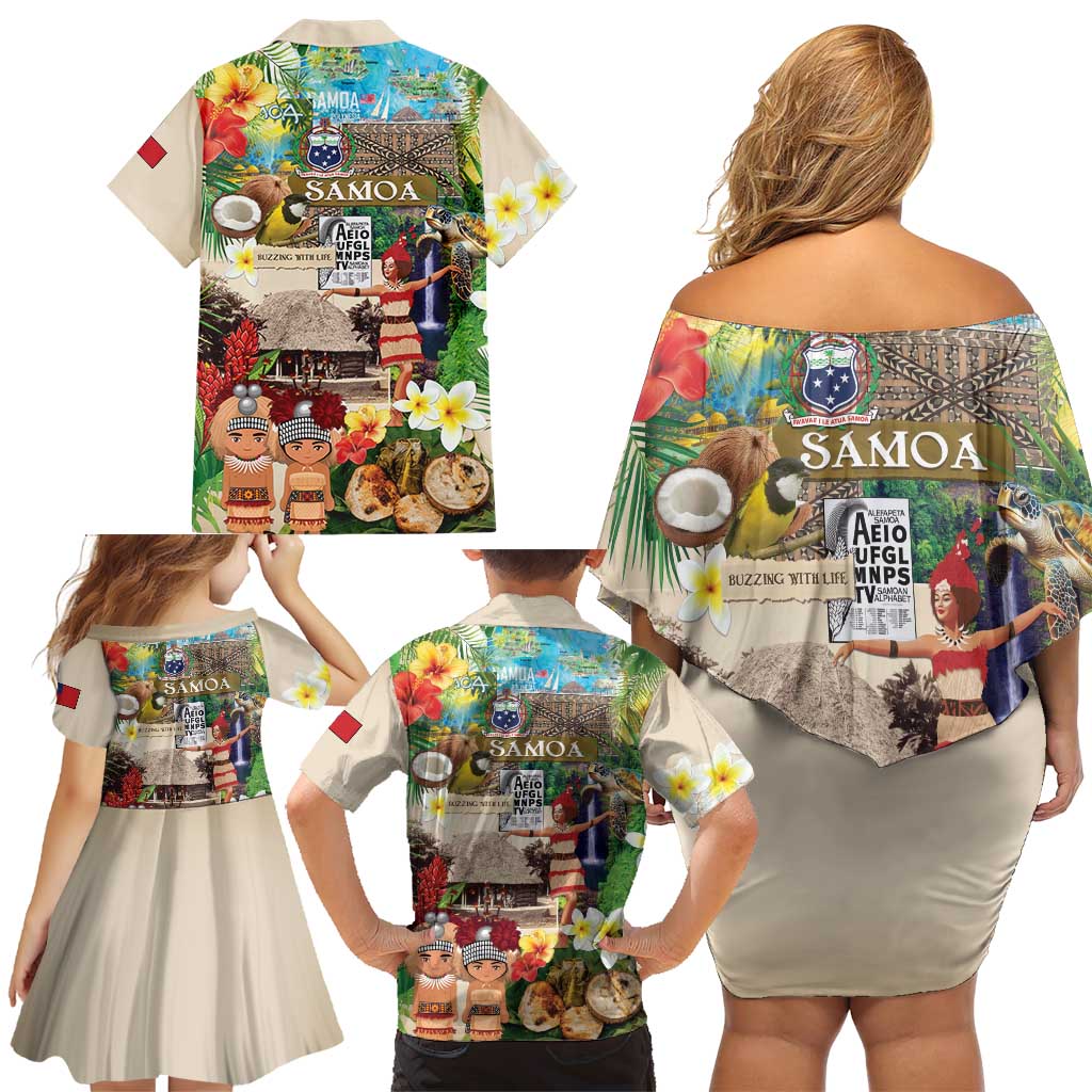 Samoa Culture Family Matching Off Shoulder Short Dress and Hawaiian Shirt Embracing The Spirit LT05 - Polynesian Pride