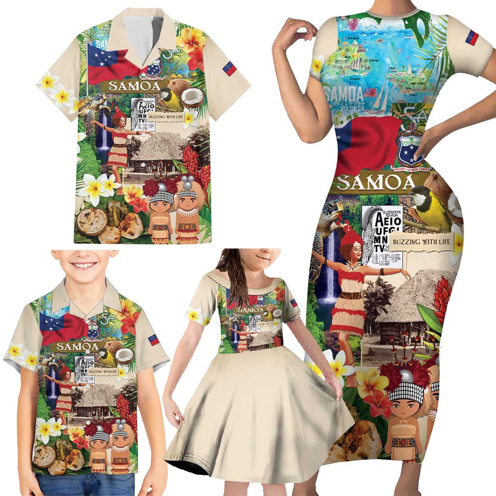 Samoa Culture Family Matching Short Sleeve Bodycon Dress and Hawaiian Shirt Embracing The Spirit LT05 - Polynesian Pride
