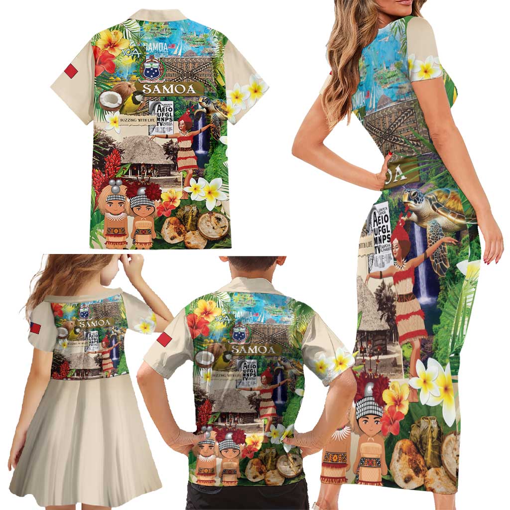 Samoa Culture Family Matching Short Sleeve Bodycon Dress and Hawaiian Shirt Embracing The Spirit LT05 - Polynesian Pride