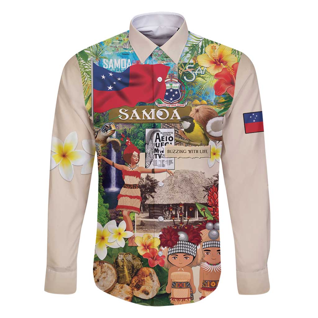 Samoa Culture Family Matching Summer Maxi Dress and Hawaiian Shirt Embracing The Spirit LT05 Dad's Shirt - Long Sleeve Beige - Polynesian Pride