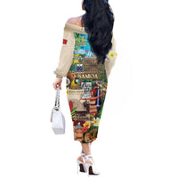 Samoa Culture Off The Shoulder Long Sleeve Dress Embracing The Spirit LT05 - Polynesian Pride